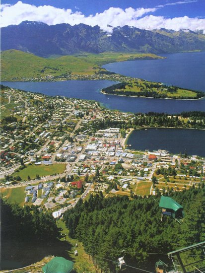 Queenstown and Lake Wakatipu in South Island of New Zealand