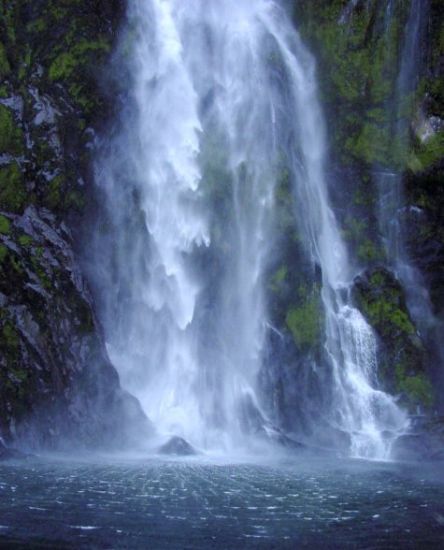 Lady Bowen Waterfall at Milford Sound in the South Island of New Zealand