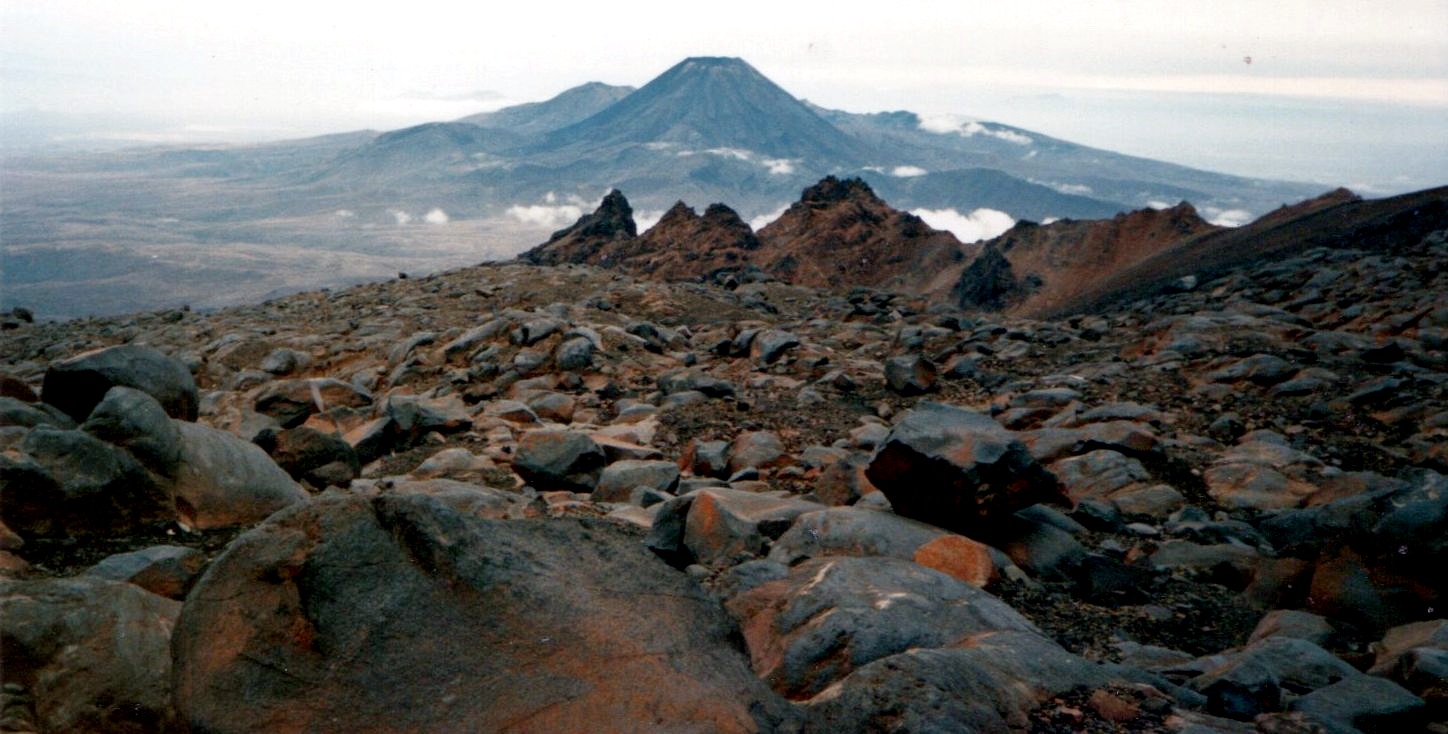 View of Mt. Ngauruhoe on ascent of Mt. Ruapehu