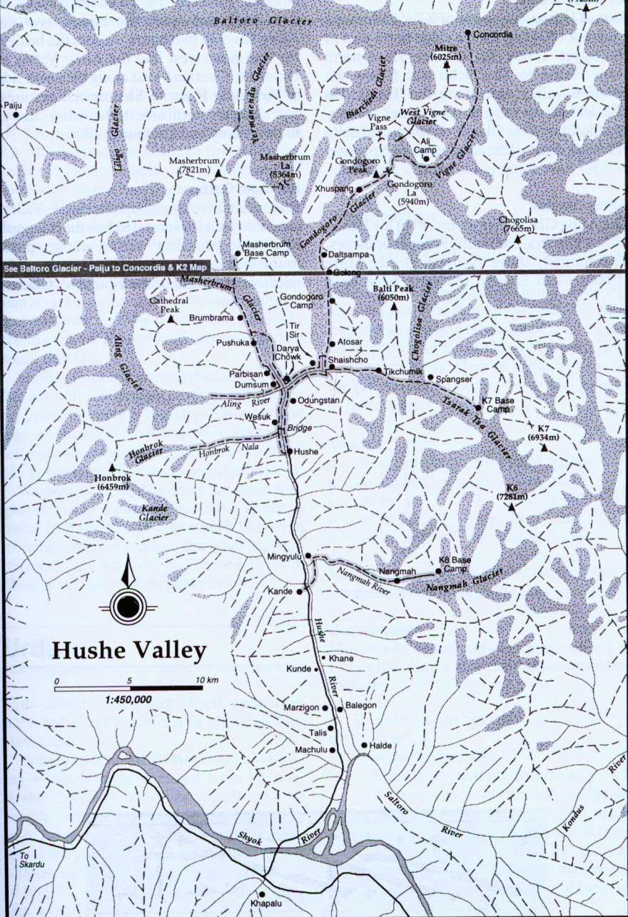 Map of the Hushe Valley Region of the Pakistan Karakorum