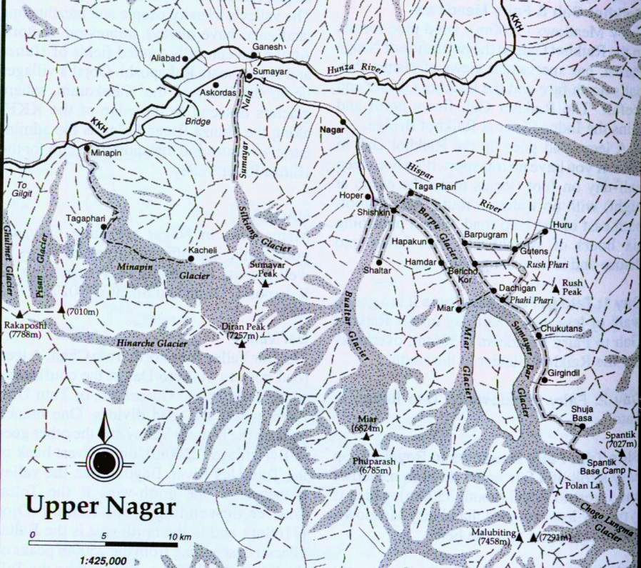 Map of Upper Nagar Region of the Pakistan Karakorum