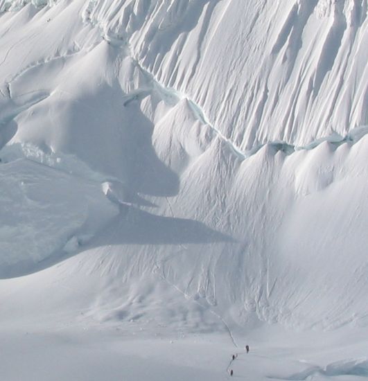 Climbers on Alpamayo in Andes of Peru