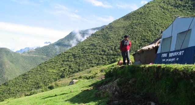 Campsite on Choquequirau trek in Andes of Peru