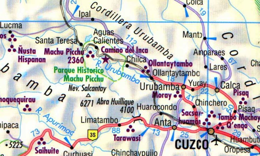 Location map for Machu Picchu in Peru