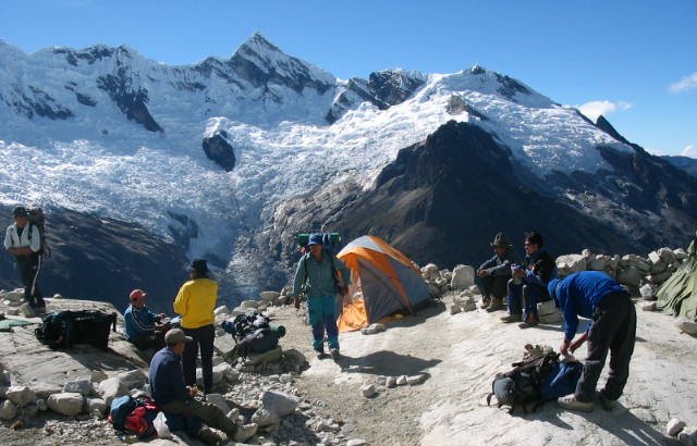 Camp Morena on Alpamayo in Andes of Peru