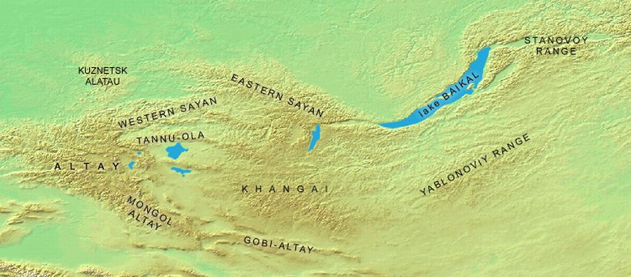 Map of the Sayan-Altai Mountains Region