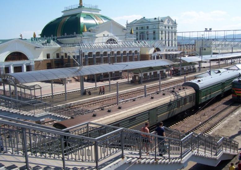 Krasnoyarsk station on Trans-Siberian Railway in Russia