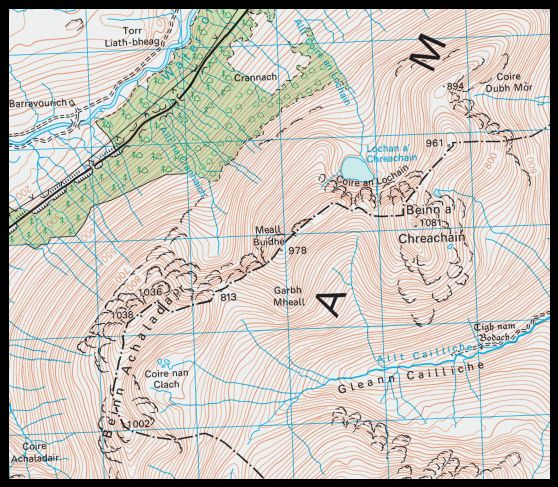 Map for Beinn Achaladair and Beinn a'Chreachain