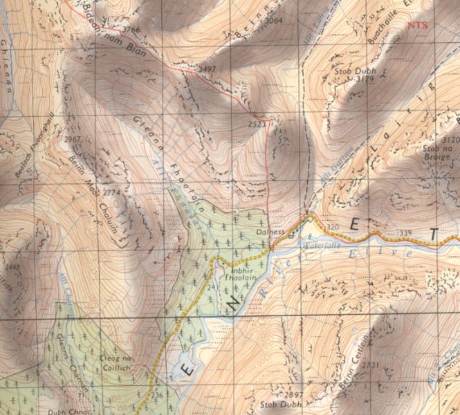 Map of Beinn Maol Chaluim in Glen Etive