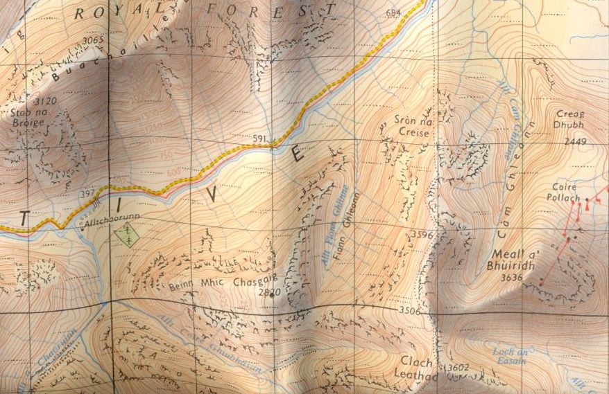 Map of Beinn Mhic Chasgaig in Glen Etive