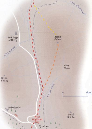 Route map for Beinn Odhar