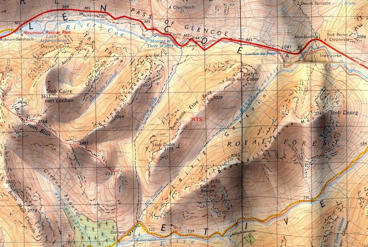 Map of Buachaille Etive Beag ( The Little Shepherd ) in Glencoe from the WestHighland Way