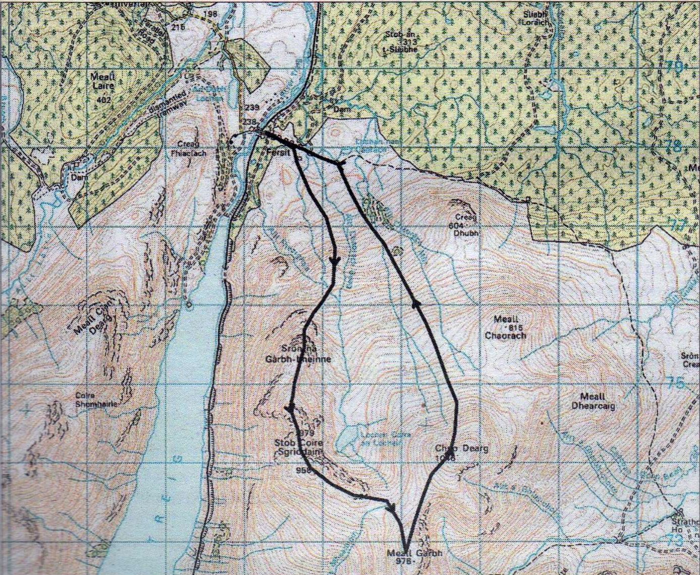 Map for Loch Treig Munros