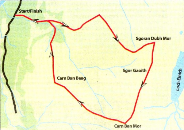 Map of Sgor Gaoith in the Cairngorms Massif