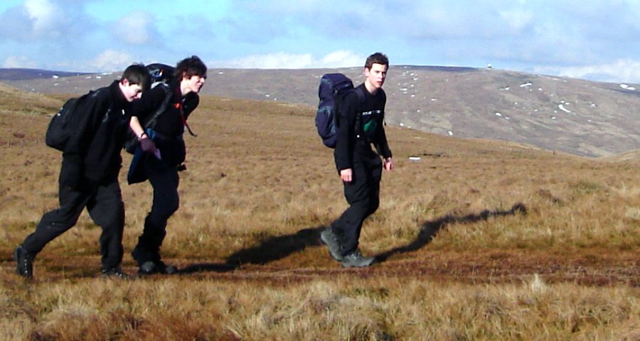 Walkers on ascent of Cort-ma Law on the Campsie Fells