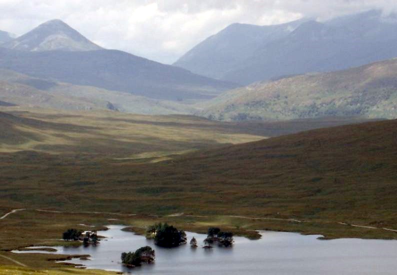 Glen Nevis from Loch Ossian in the Highlands of Scotland