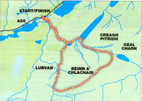 Route Map for Beinn a Chlachair