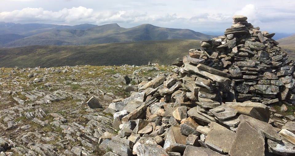 Summit cairn on Beinn na Lap in the Highlands of Scotland