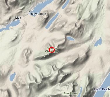 Location Map for Beinn a Chlachair