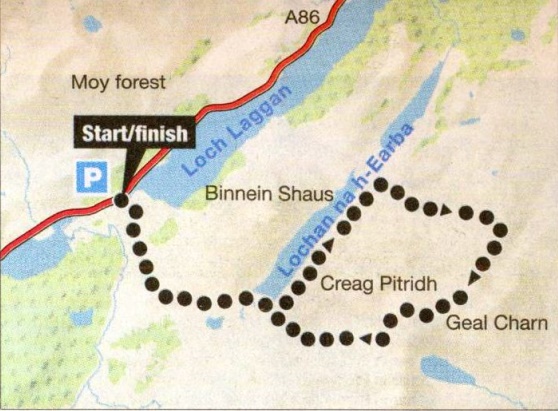 Map for Creag Piridh, Geall Charn and Beinn a Chlachair