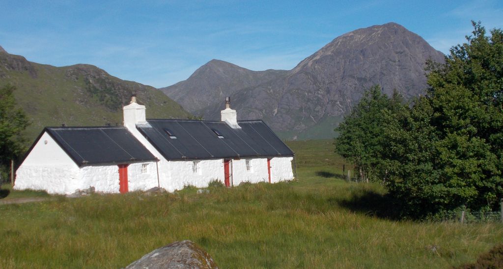 Black Rock Cottage and Buachaille Etive Mor from White Corries access road