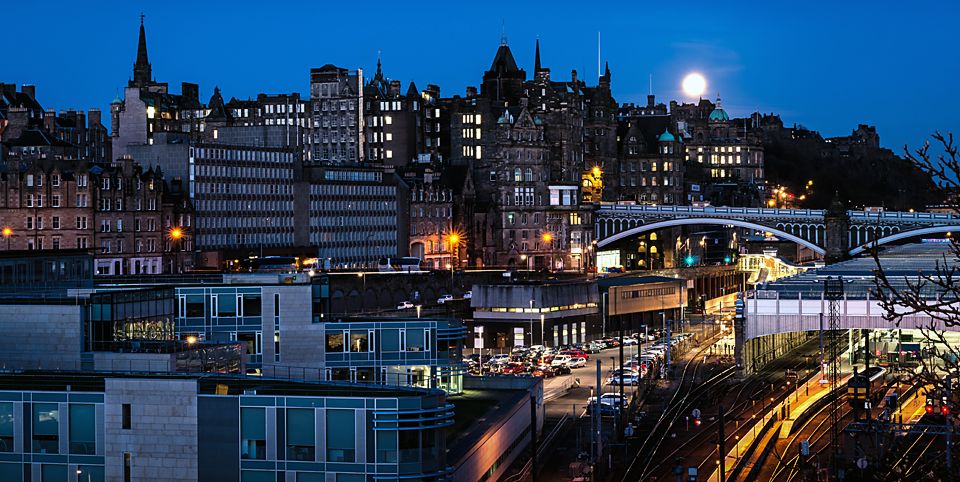 Edinburgh City Centre at night