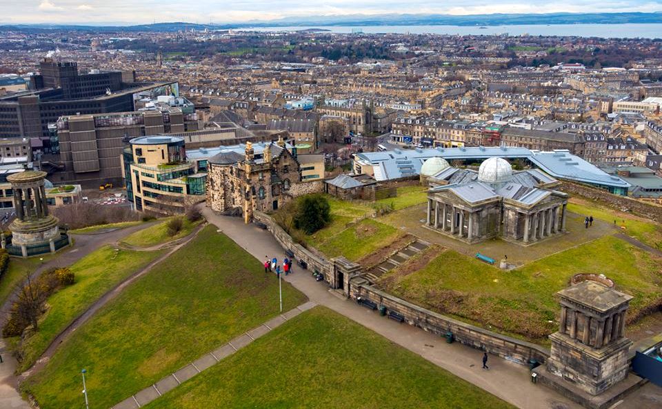 Observatory House, City Observatory and Playfair Monument on Calton Hill in Edinburgh