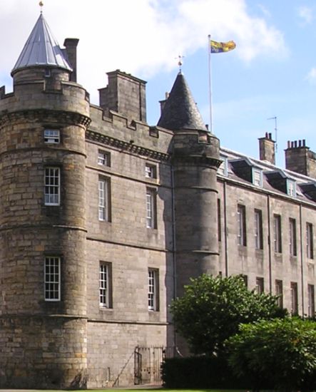 Holyrood Palace with Royal Standard flying