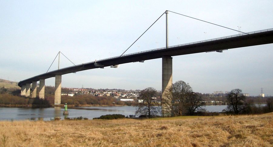 Erskine Bridge from grounds of Erskine House on Southern Bank of the River Clyde