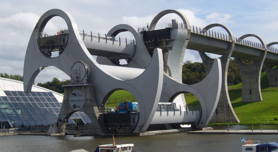The Falkirk Wheel at the Junction of the Union Canal with the Forth and Clyde Canal