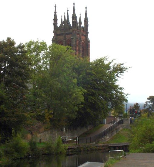St.Mary's Church in Kirkintilloch above the Forth and Clyde Canal