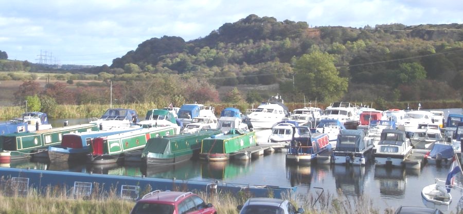 Boats in Auchinstarry Basin at Kilsyth on Forth and Clyde Canal