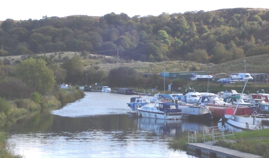 Boats in Auchinstarry Basin on Forth and Clyde Canal at Kilsyth