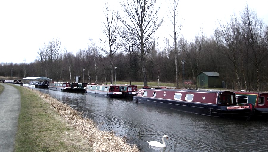 Boats on The Forth and Clyde Canal at the Falkirk Wheel