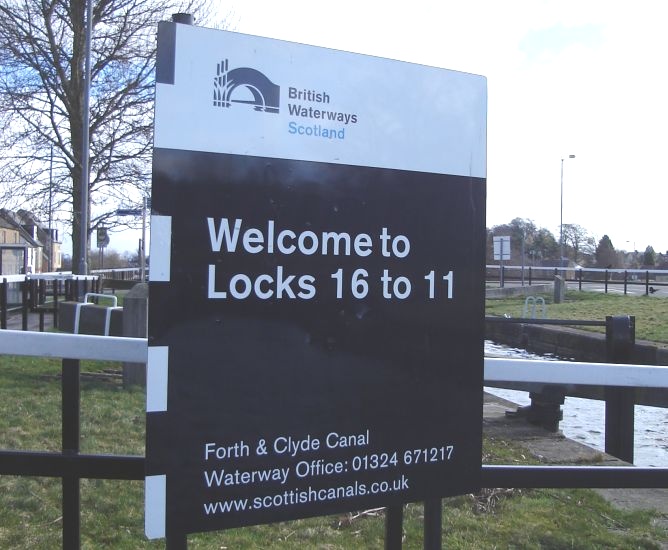 Signpost for Locks 11 to 16 on The Forth and Clyde Canal