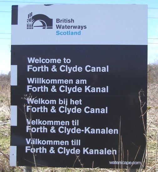 Signpost at Carron Sea Lock on Forth and Clyde Canal
