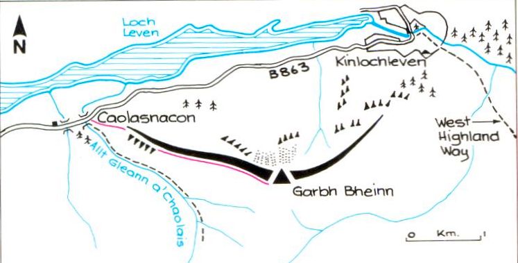 Route Map of Garbh Bheinn above Loch Leven