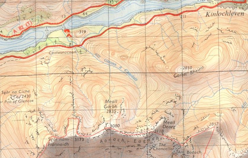 Map of Garbh Bheinn above Loch Leven