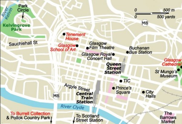 Street Map Of Glasgow City Centre Maps Of Glasgow - The Largest City In Scotland