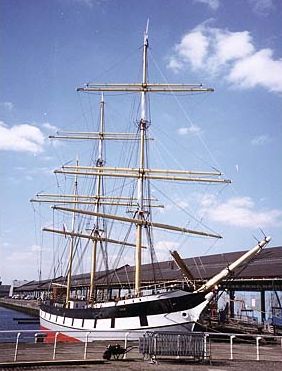 Tall Ship ( old sailing vessel ) at Broomielaw in Glasgow