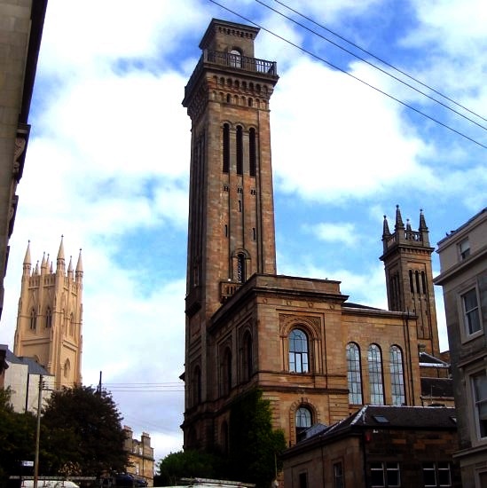 Park Parish Church and Trinity College on Woodlands Hill in Glasgow, Scotland