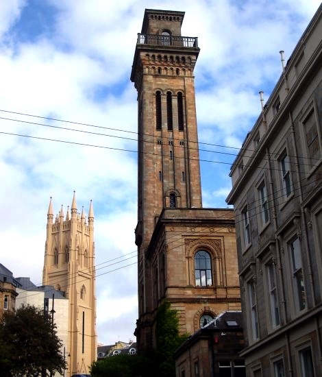 Park Parish Church and Trinity College on Woodlands Hill in Glasgow, Scotland