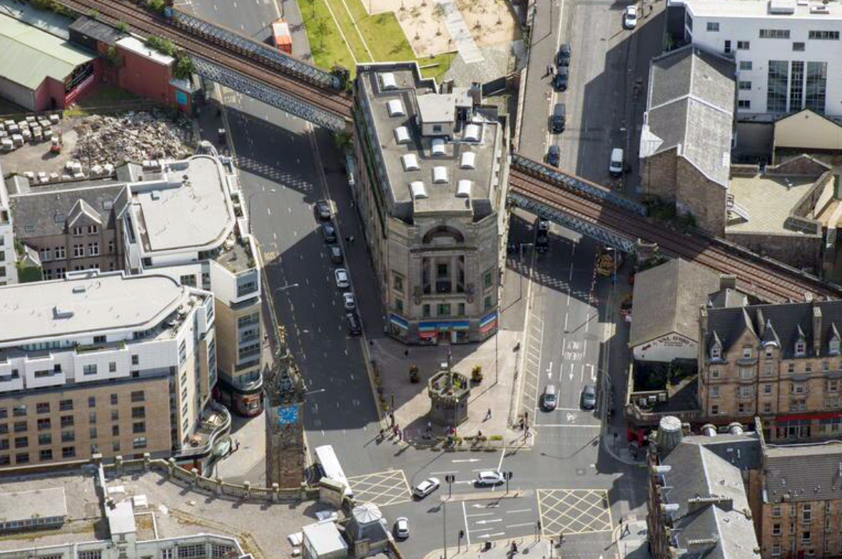 Aerial view of Glasgow Cross