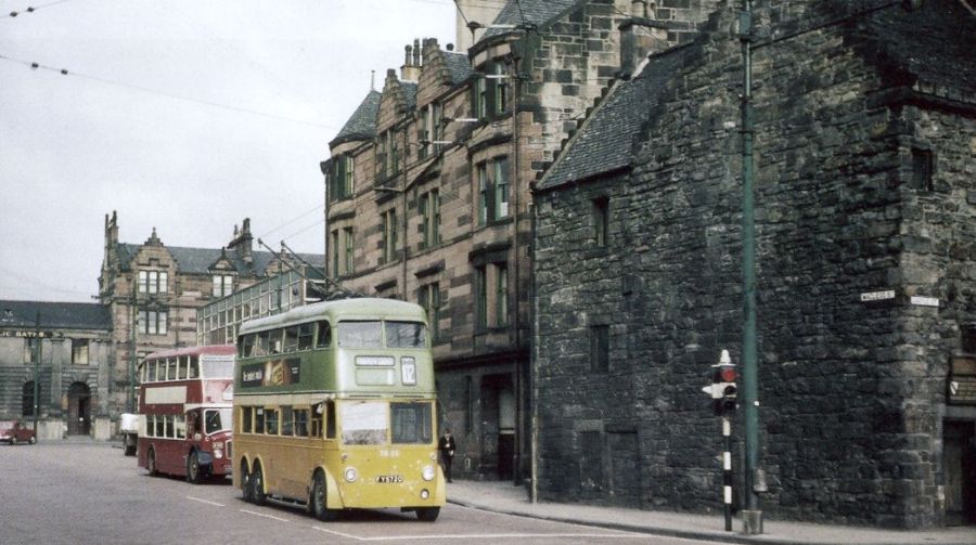 Glasgow Corporation trolleybus in the High Street 1966