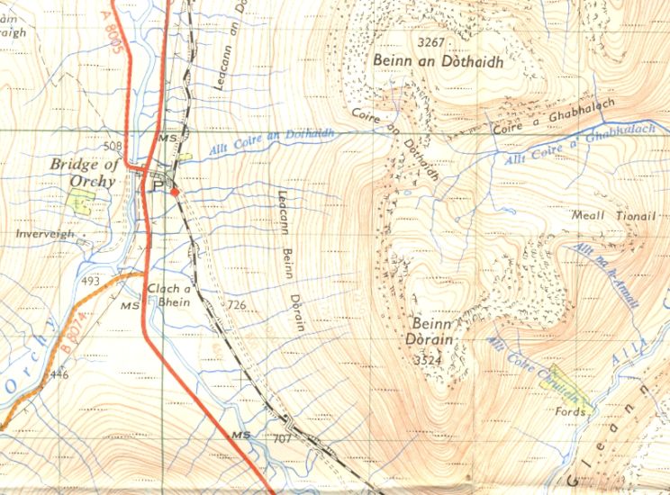 Location Map for Beinn an Dothaidh and Ben Dorain