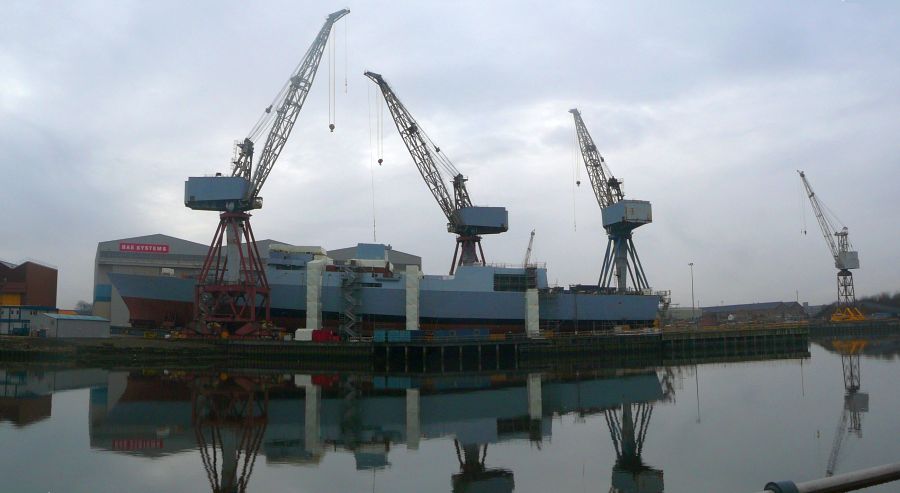 Shipyard Cranes at BAe Systems on the River Clyde at Govan