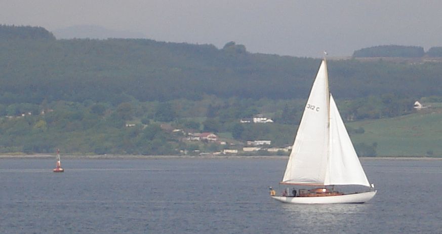 Sailing yacht on River Clyde at Greenock