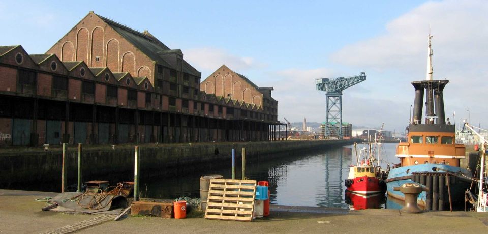 Sugar warehouse and Giant Shipyard crane at Greenock docks