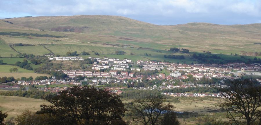 Kilsyth Hills above town of Kilsyth from Roman Fort on Barr Hill at Twechar