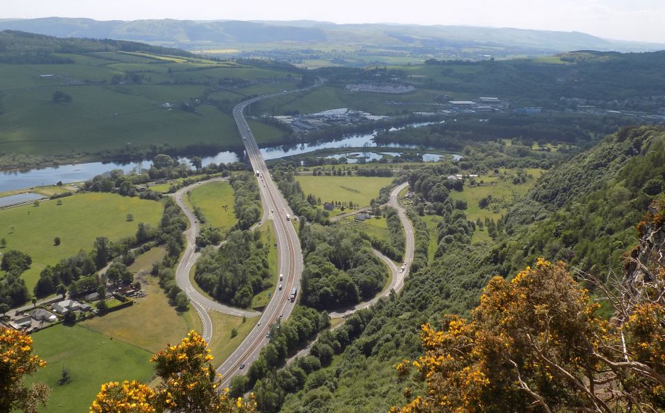 Road network with Friarton Bridge over the River Tay from Kinnoull Hill